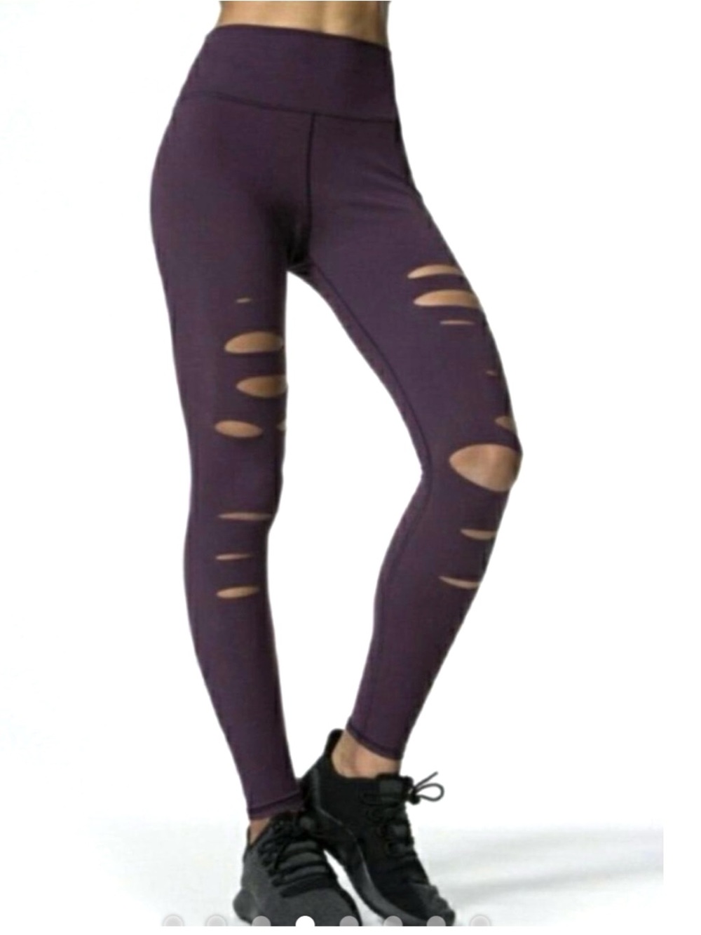 ALO YOGA High -Waist Ripped Leggings - Purple.Size Medium